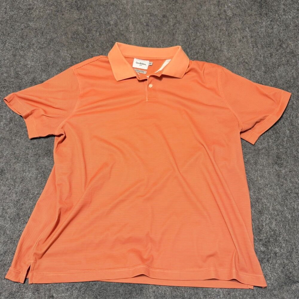 Goodfellow Co Mens Polo Shirt Size 2XL Orange Striped Performance Golf